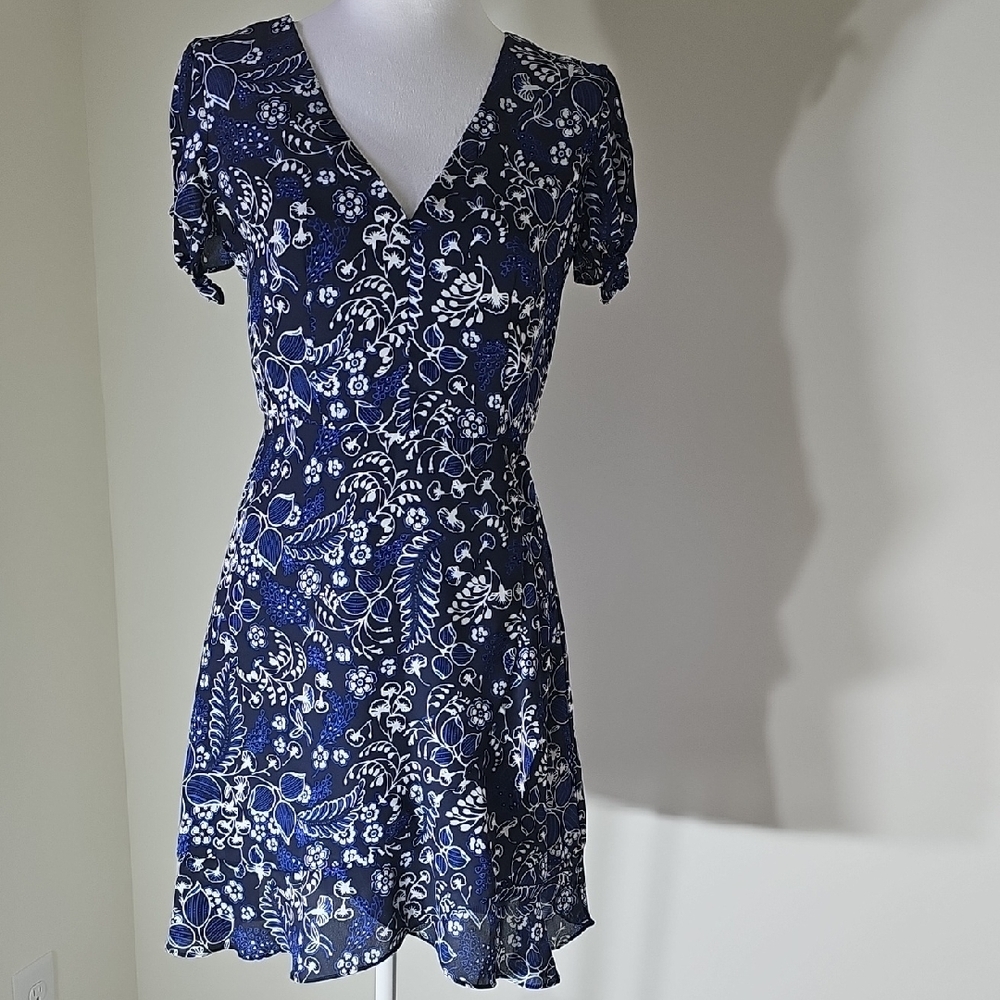 J. Crew Navy and White Floral Mini Dress